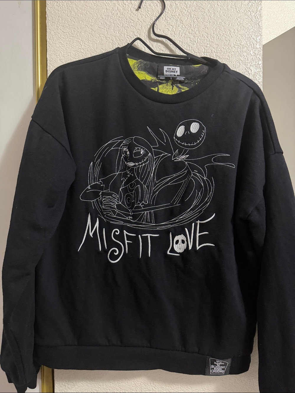 Disney Black Crewneck Sweatshirt with White 'Misfit Love' Graphic